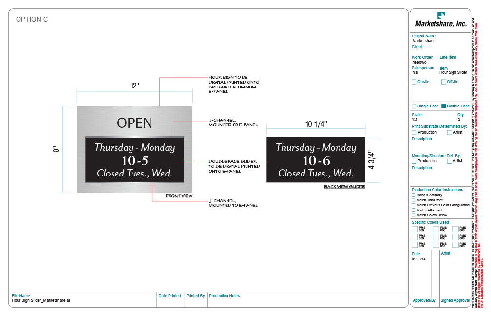 Stock Office Hours Sign with Slider 9" x12"