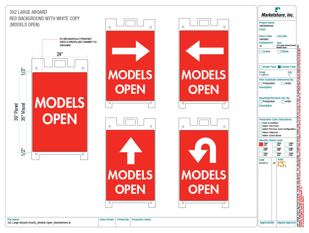 "Models Open" A-Board