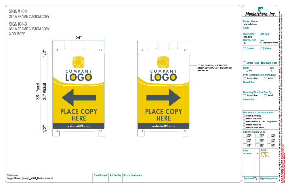 LARGE Custom Copy A-Board