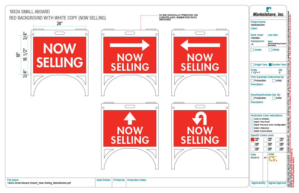"Now Selling" A-Board