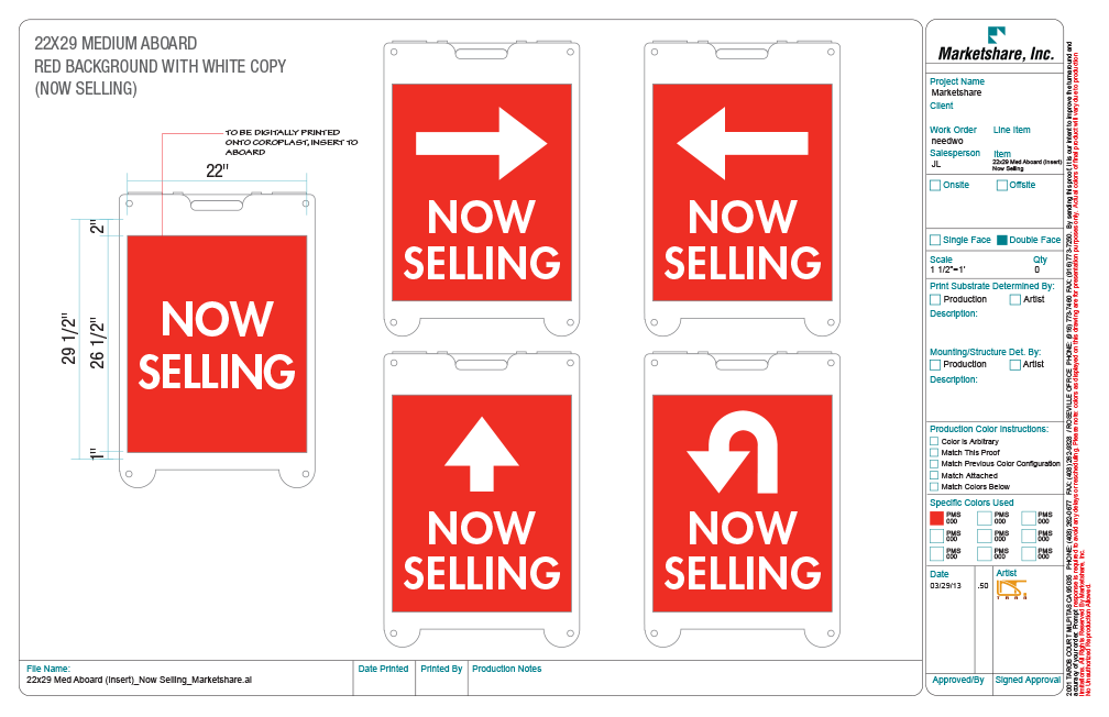 "Now Selling" A-Board