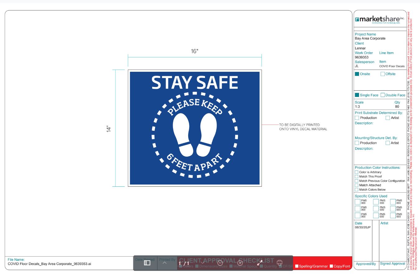 COVID Stay Safe Floor Decals