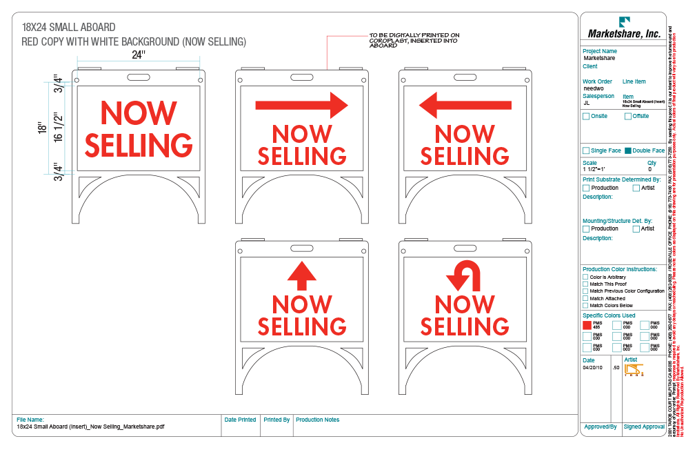 "Now Selling" A-Board
