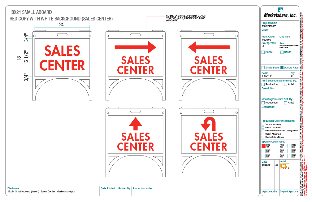 "Sales Center" A-Board