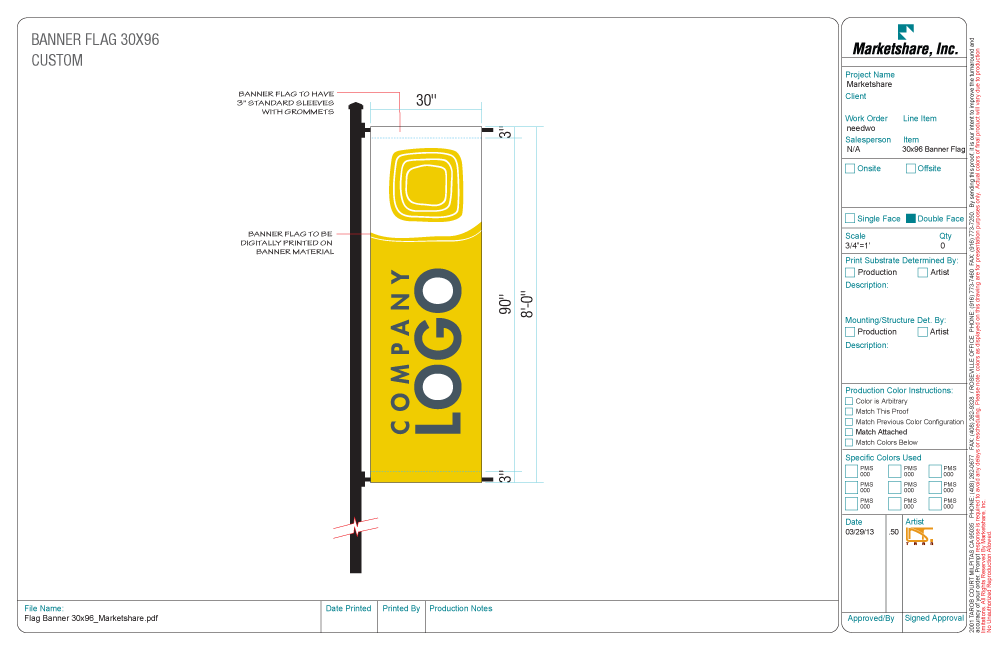 Custom Copy Banner Flag 30 x 96 #870ACA_by_MarketlineOnline.com