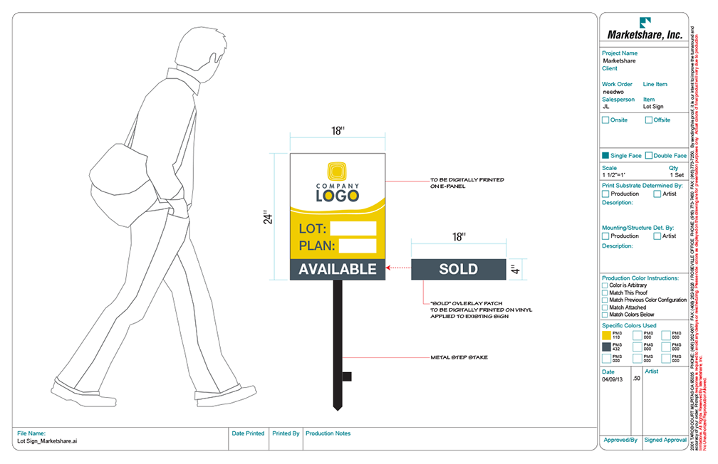 Custom Lot Identification Sign by www.MarketlineOnline.com