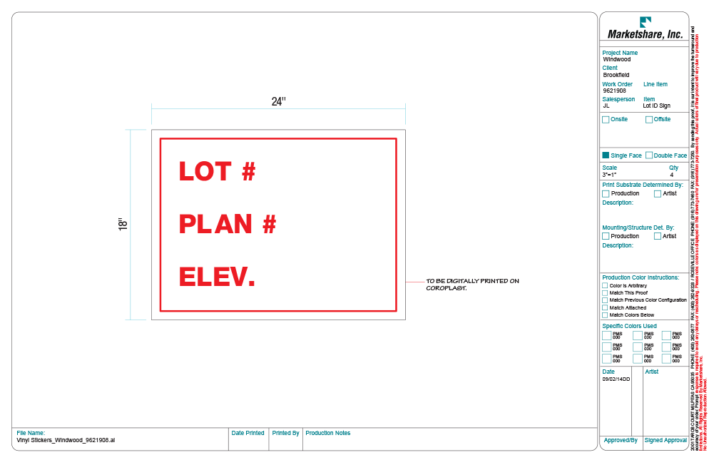 Stock Lot Identification Sign