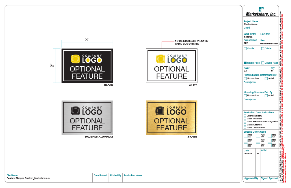 Custom Optional Feature Plaques-PKG of 12, 50