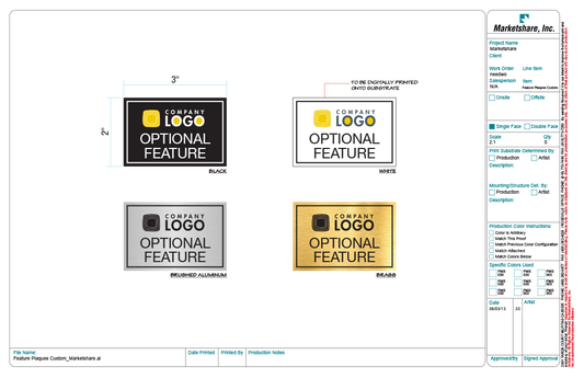 Combo Pack - Custom Feature Plaques-PKG of 12, 50