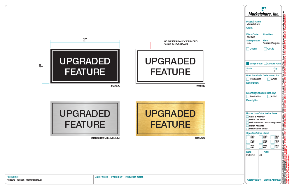 Stock Upgraded Feature Plaques-PKG of 12, 50