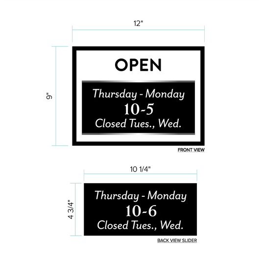 Stock Office Hours Sign with Slider 9"x12"