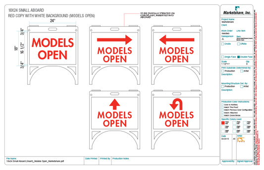 "Models Open" A-Board